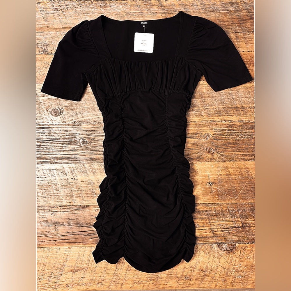 NWT Monrow Shirred Black Dress - M - Picture 6 of 7